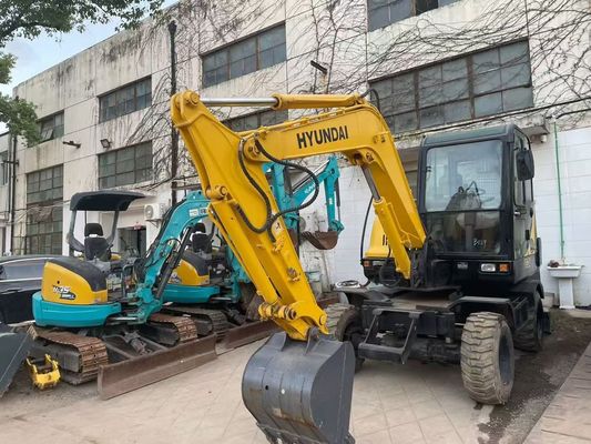 Χρησιμοποιούμενος R60W-7 Μίνι Hyundai τροχοφόρος εξορυκτής Σταθερός και υψηλή απόδοση