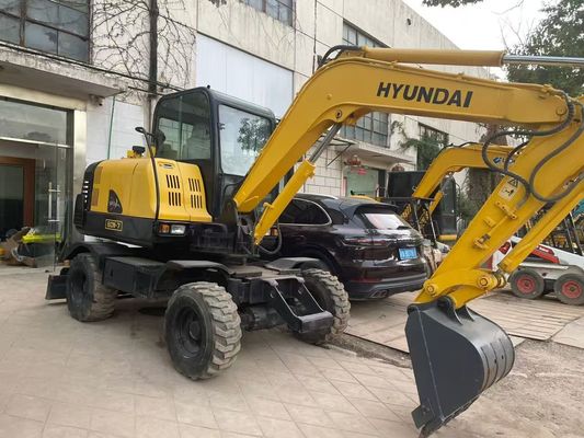 Χρησιμοποιούμενος R60W-7 Μίνι Hyundai τροχοφόρος εξορυκτής Σταθερός και υψηλή απόδοση